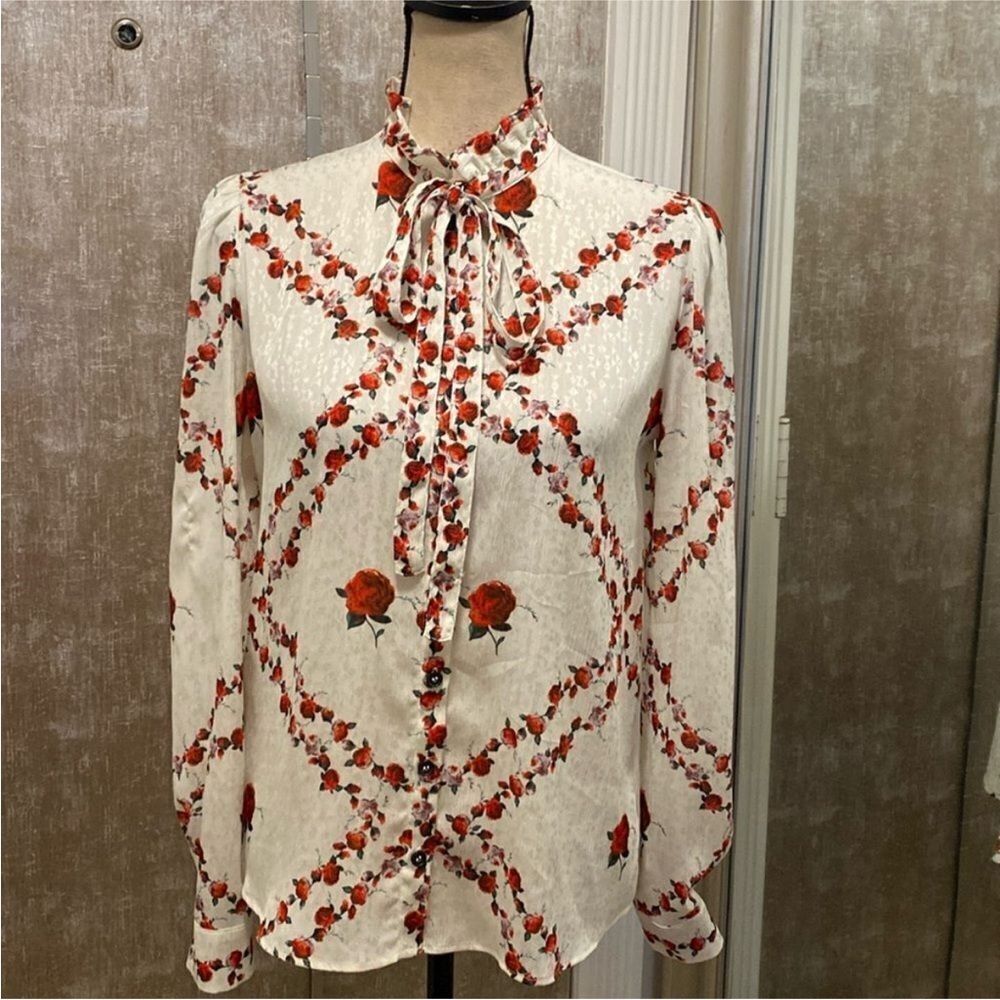 Pinko Rose Print Women's Blouse, Us2